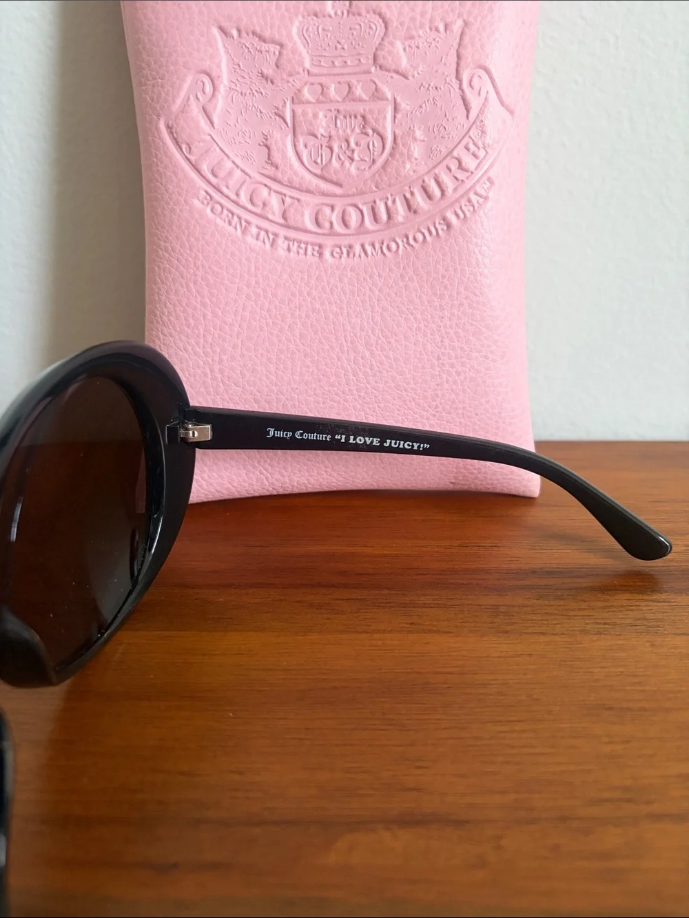 Juicy Couture Black Oversized Sunglasses with Pink Case